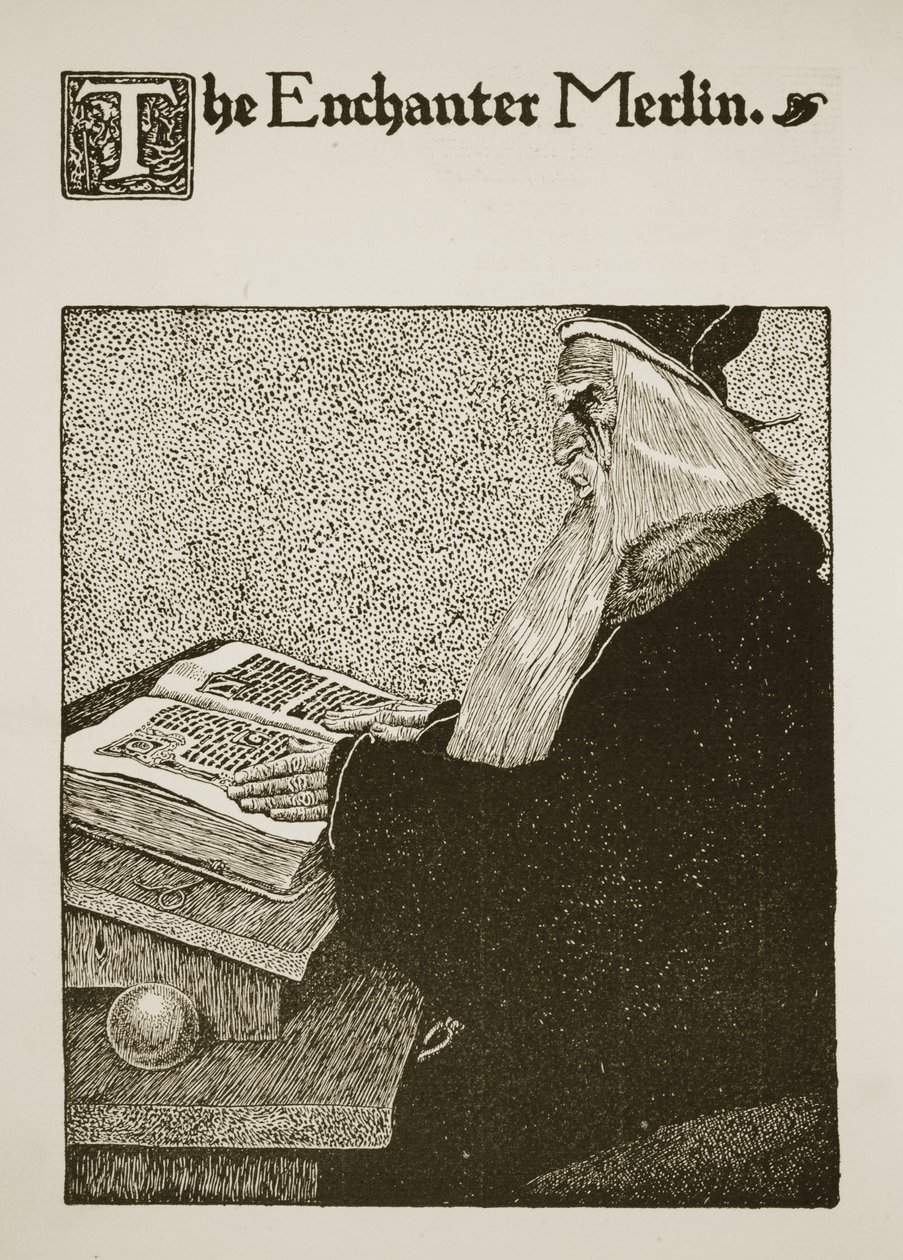Enchanter Merlin，1903年“亚瑟王及其骑士的故事”中的插图 作者 霍华德·派尔