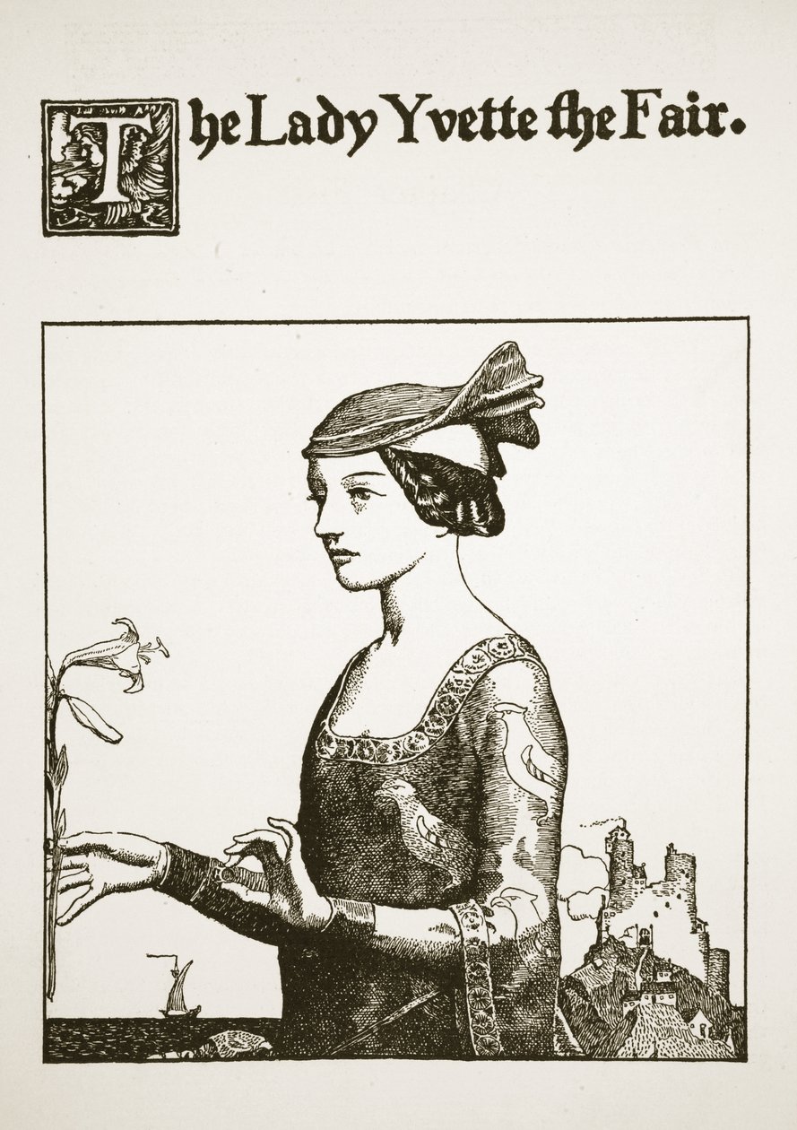 The Lady Yvette the Fair，插图来自&39;圆桌冠军的故事&39; 作者 霍华德·派尔