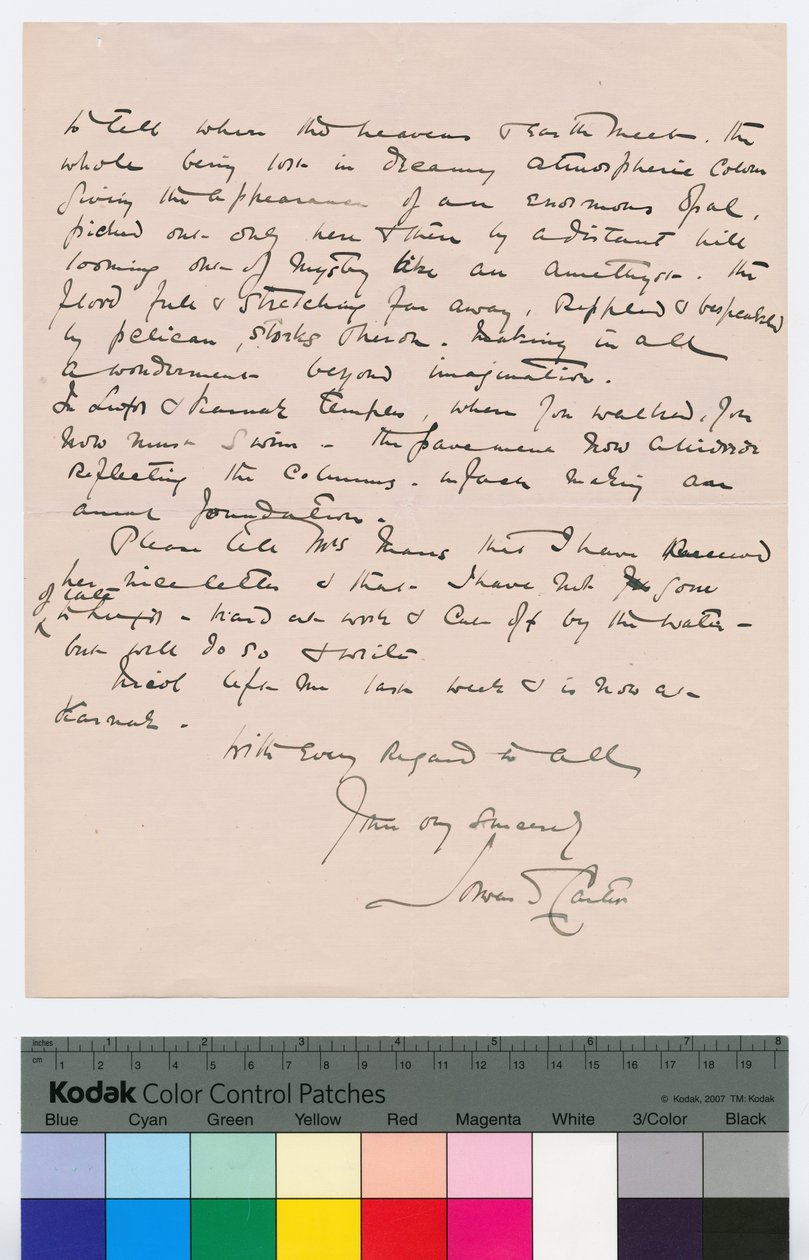 霍华德·卡特给金斯米尔·马尔斯的一封信的第 2 页，1908 年 10 月 25 日（纸本笔墨） 作者 霍华德·卡特