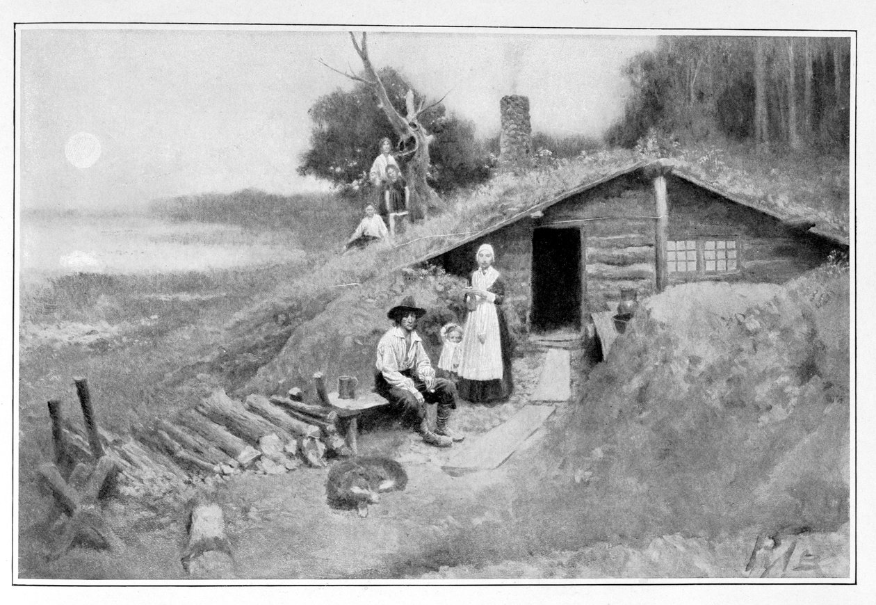 宾夕法尼亚洞穴住宅，来自&39;Colonies and Nation&39;的插图，由Woodrow Wilson，酒吧。在哈珀的杂志，1901年 作者 霍华德·派尔