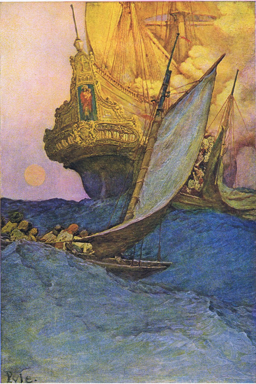 1921年由Harper＆Bros出版的Howard Pyles Book of Pirates对大帆船的攻击 作者 霍华德·派尔