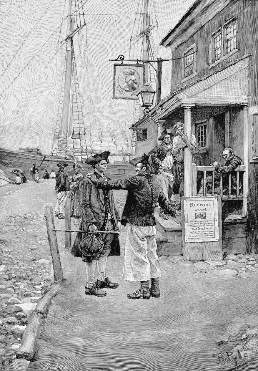 Brownejohn&39;s Wharf，纽约，来自&39;Old New York Taverns&39;的插图来自John Austin Stevens，酒吧。在哈珀杂志，1890年 作者 霍华德·派尔