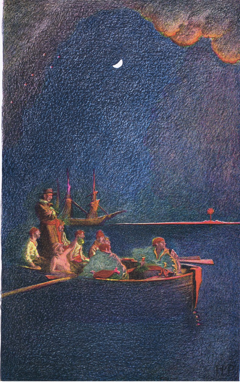 燃烧这艘船，来自1921年Harper＆Bros出版的Howard Pyles Book of Pirates 作者 霍华德·派尔