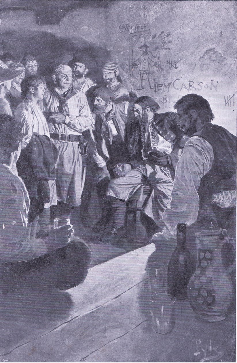 他把杰克带到了那个坐在barrell上的男人，他是1921年Harper＆Bros出版的Howard Pyles Book of Pirates 作者 霍华德·派尔