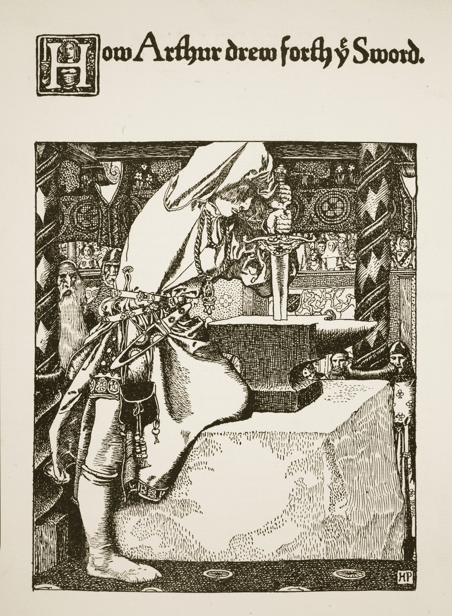 1903年亚瑟如何从“亚瑟王及其骑士的故事”中画出剑 作者 霍华德·派尔