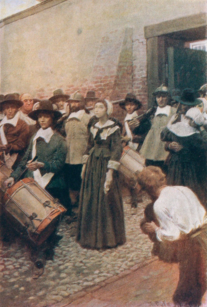 Mary Dyer在前往脚手架的路上，来自Basil King，酒吧的&39;The Hanging of Mary Dyer&39;的插图。在麦克卢尔的杂志，1906年 作者 霍华德·派尔