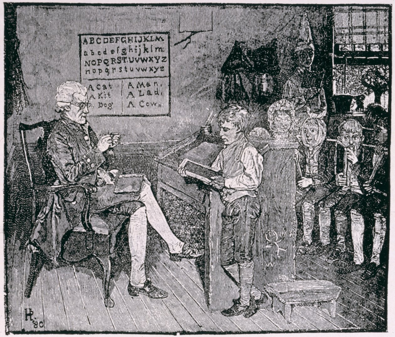 宾夕法尼亚州的旧时学校，来自哈珀杂志，1881年 作者 霍华德·派尔