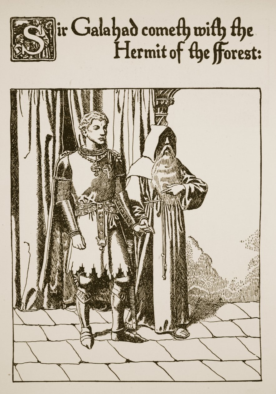 加拉哈德爵士来自森林隐士，来自“圣杯的故事和亚瑟的过世”，c.1910 作者 霍华德·派尔