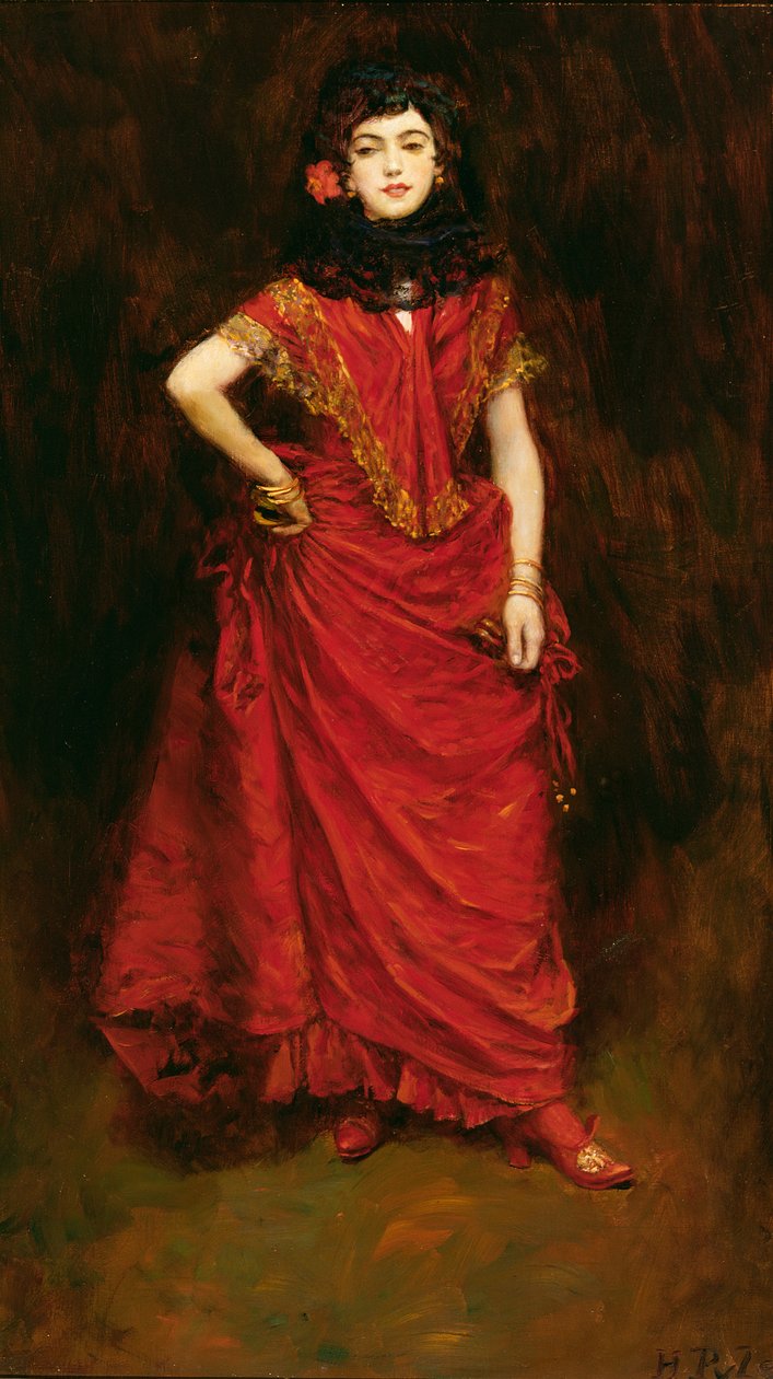 《舞者》，选自珀西瓦尔·吉本（Perceval Gibbon，1879-1926 年）的《Lola》，发表于《哈珀月刊》杂志，1909 年 1 月（布面油画） 作者 霍华德·派尔
