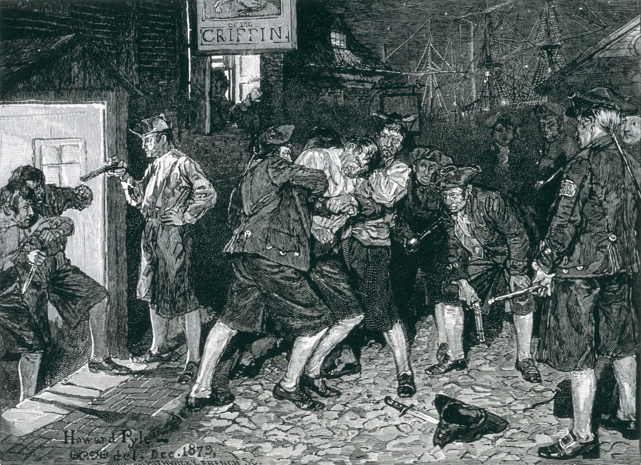 纽约的Press Gang，来自哈珀杂志，1882年 作者 霍华德·派尔