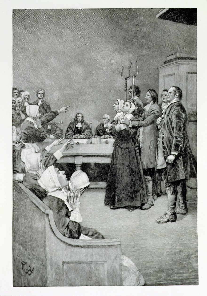 一个女巫的审判，来自&39;Giles Corey，Yeoman&39;的插图，来自Mary E. Wilkins，酒吧。在哈珀杂志，1892年 作者 霍华德·派尔