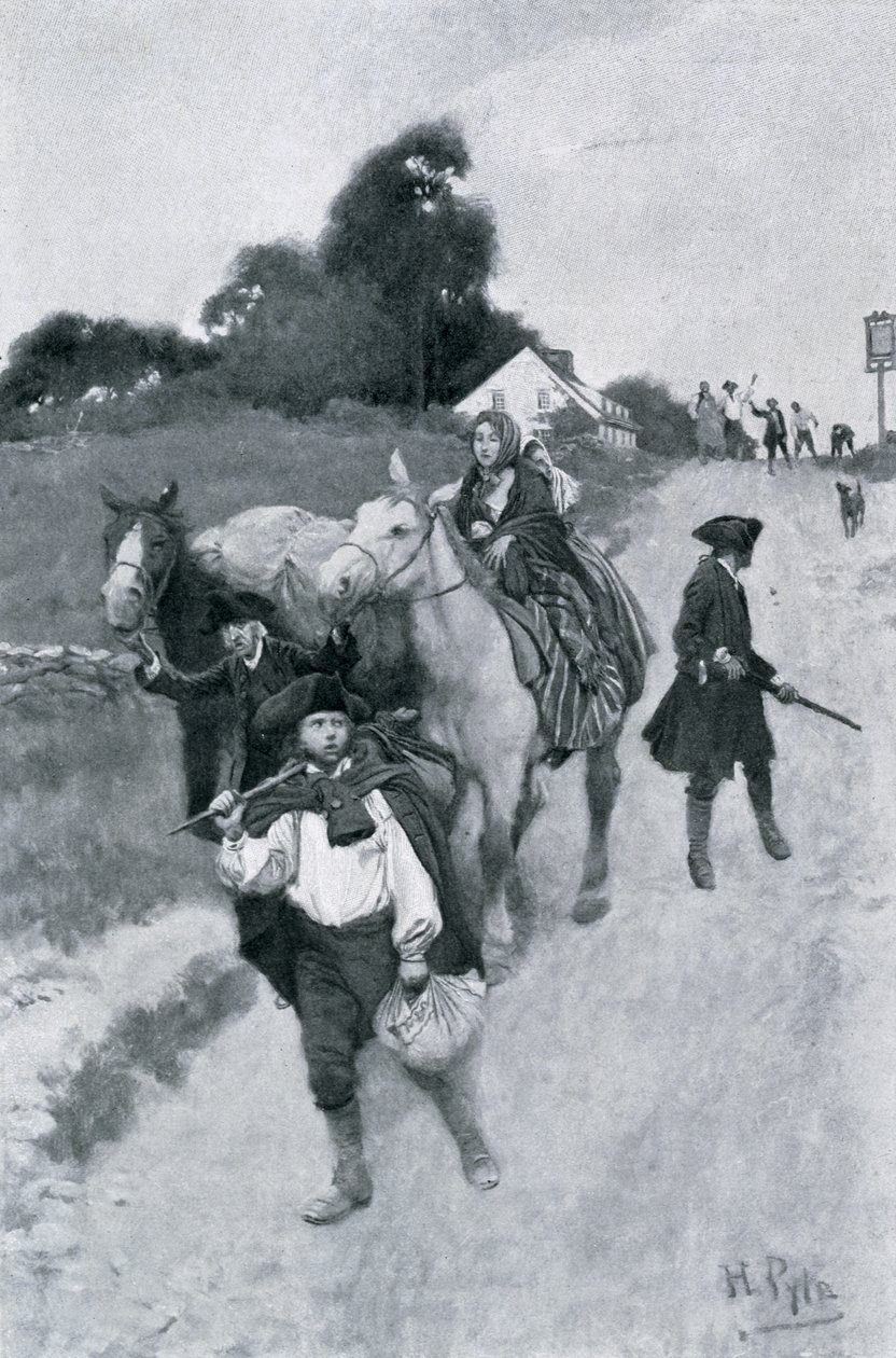 Tory难民在前往加拿大的途中，来自&39;Colonies and Nation&39;的插图由Woodrow Wilson，酒吧。哈珀杂志，1901年 作者 霍华德·派尔