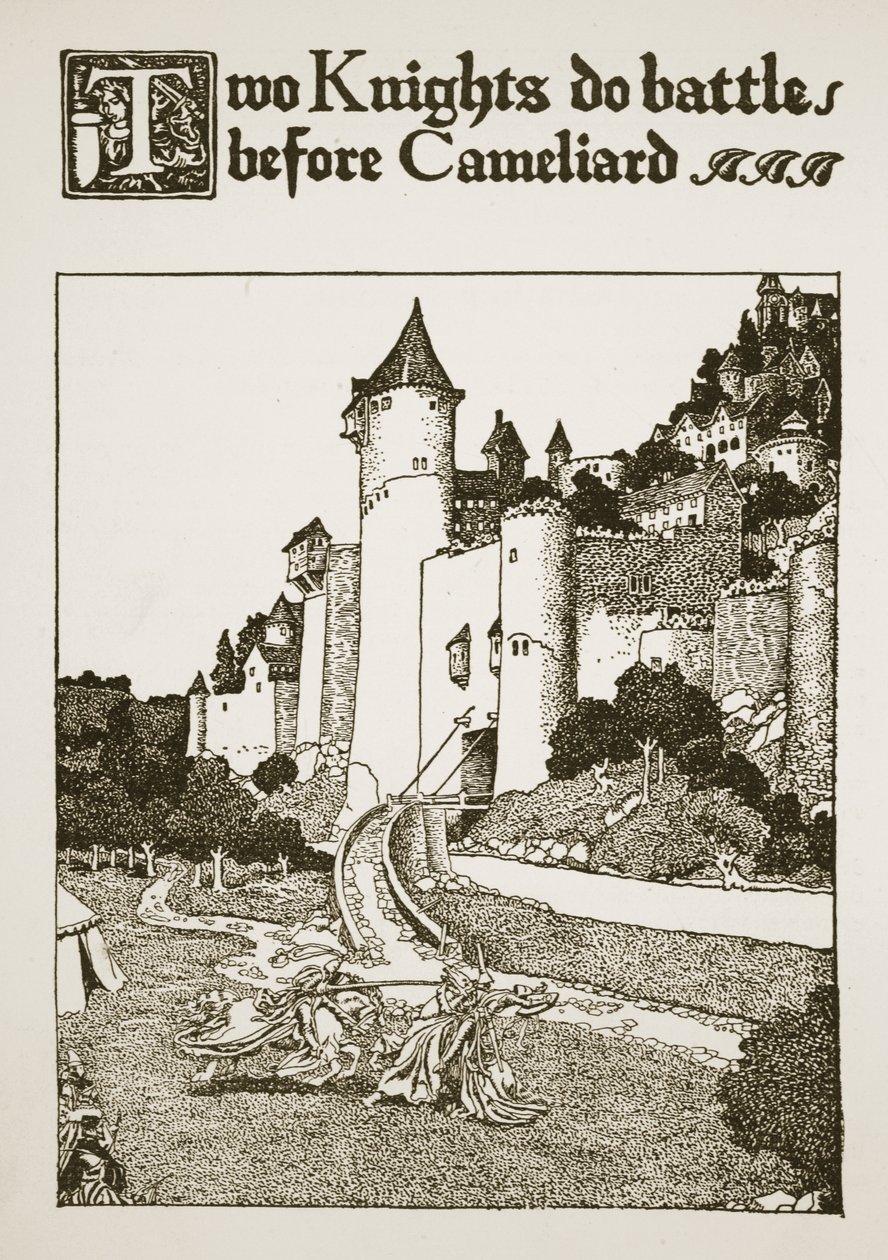 1905年，两位骑士在Cameliard之前做斗争，插图来自“亚瑟王的故事和他的骑士” 作者 霍华德·派尔