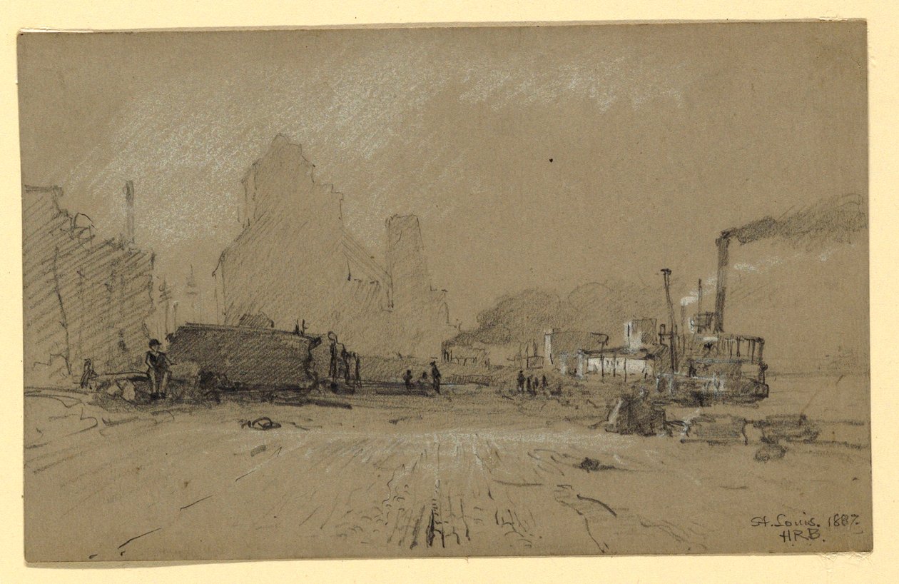 绘画，圣路易斯密西西比河，1887 年 作者 霍华德·拉塞尔·巴特勒