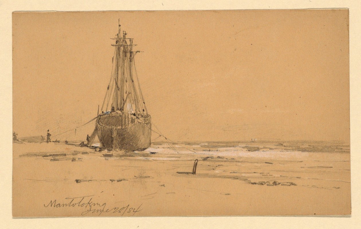 绘画，1884 年，曼托洛金的海边 作者 霍华德·拉塞尔·巴特勒