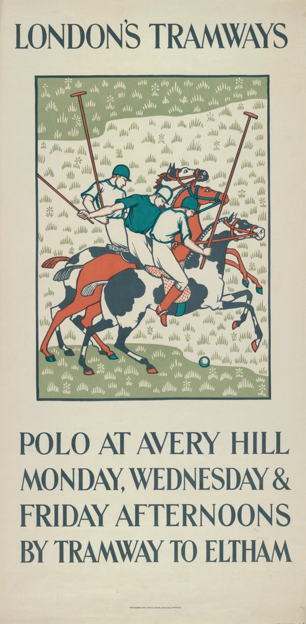 艾弗里山的马球》，伦敦郡议会LCC电车公司的海报，1923年 作者 霍华德·斯皮尔