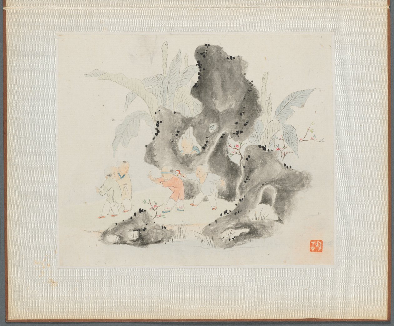 古诗插图风景画册：儿童在洛基树林中玩耍 作者 华岩
