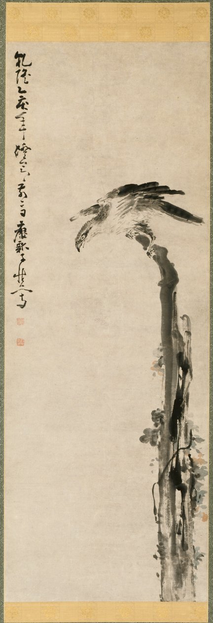鹰在树干上，1755年。 作者 黄申