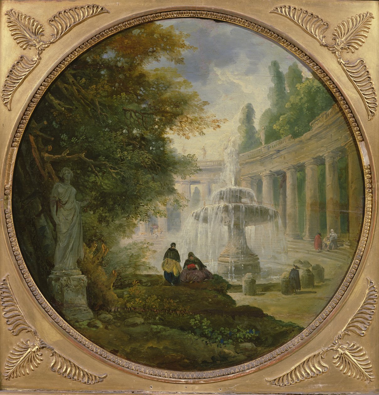 喷泉在公园，c.1762-65 作者 休伯特·罗伯特
