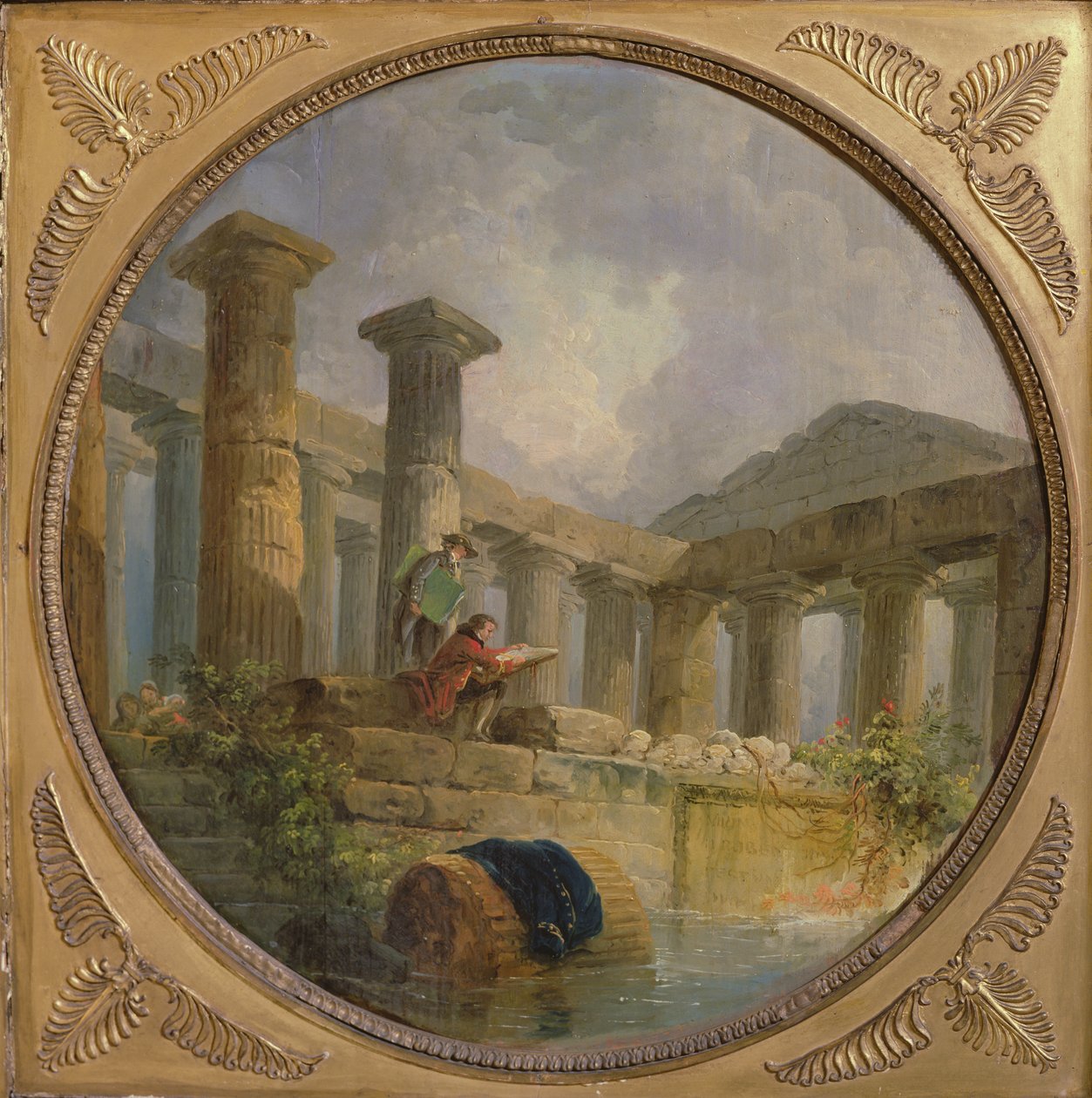 模仿Paestum的寺庙的废墟，c.1760 作者 休伯特·罗伯特