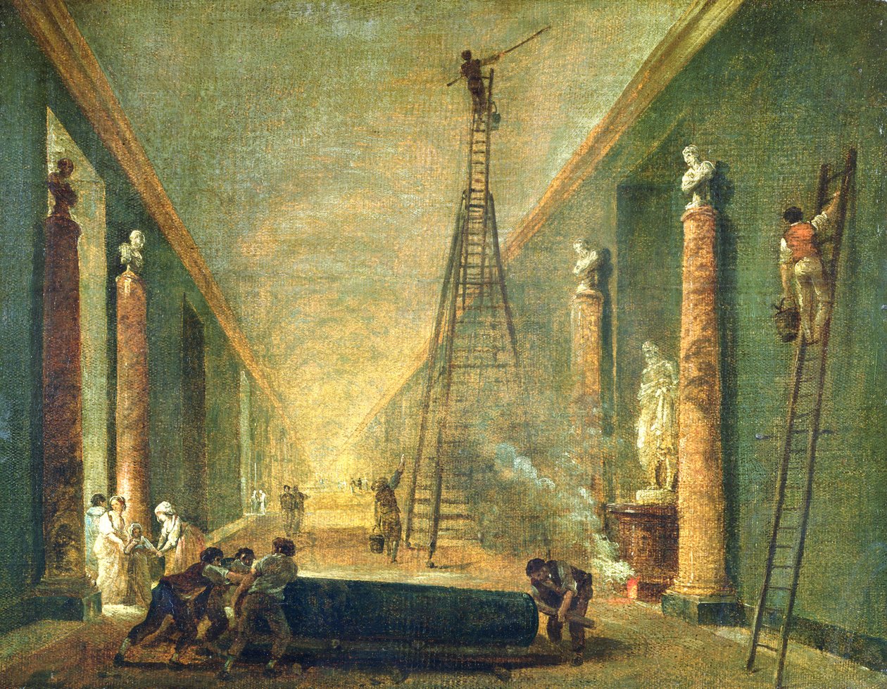 在恢复期间，卢浮宫的大画廊的看法，1798-99 作者 休伯特·罗伯特