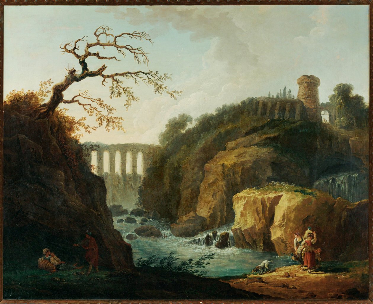 Paysage avec aqueduc et torrent - Landscape with aqueduct and torrent ... 作者 罗伯特·休伯特（圈子）