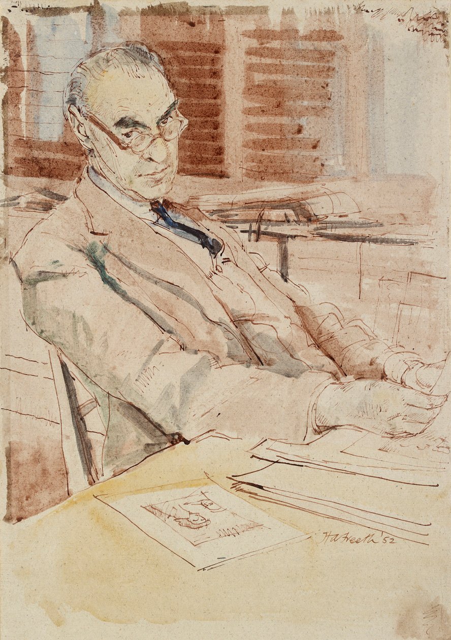 卡尔-西奥多-帕克爵士的画像，CBE，1952年 作者 休伯特·安德鲁·弗里斯