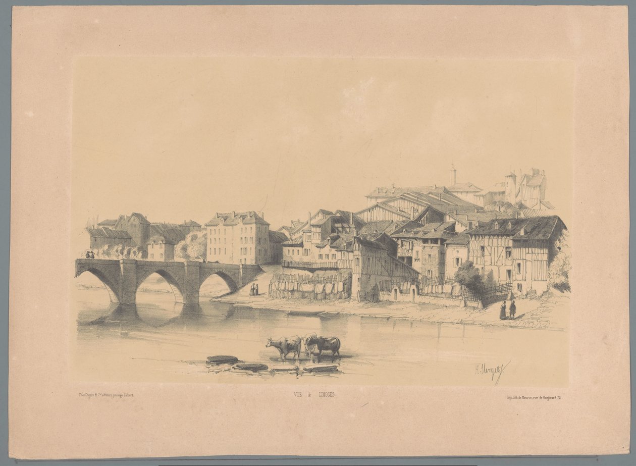 维埃纳河畔利摩日的景色 Vue de Limoges（物体上的标题） 风景片段（系列名） Fragments de paysages（系列标题） 作者 休伯特·克莱格（Hubert Clerget）
