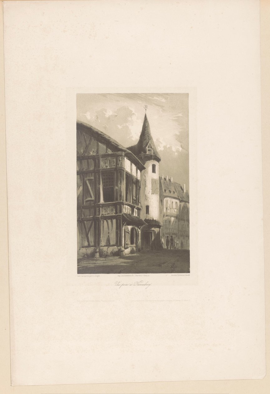 纽伦堡带塔楼的房屋景观
Vue prise à Nüremberg（物品上的标题）
景观片段（系列名称）
景观片段（系列名称） 作者 休伯特·克莱格（Hubert Clerget）