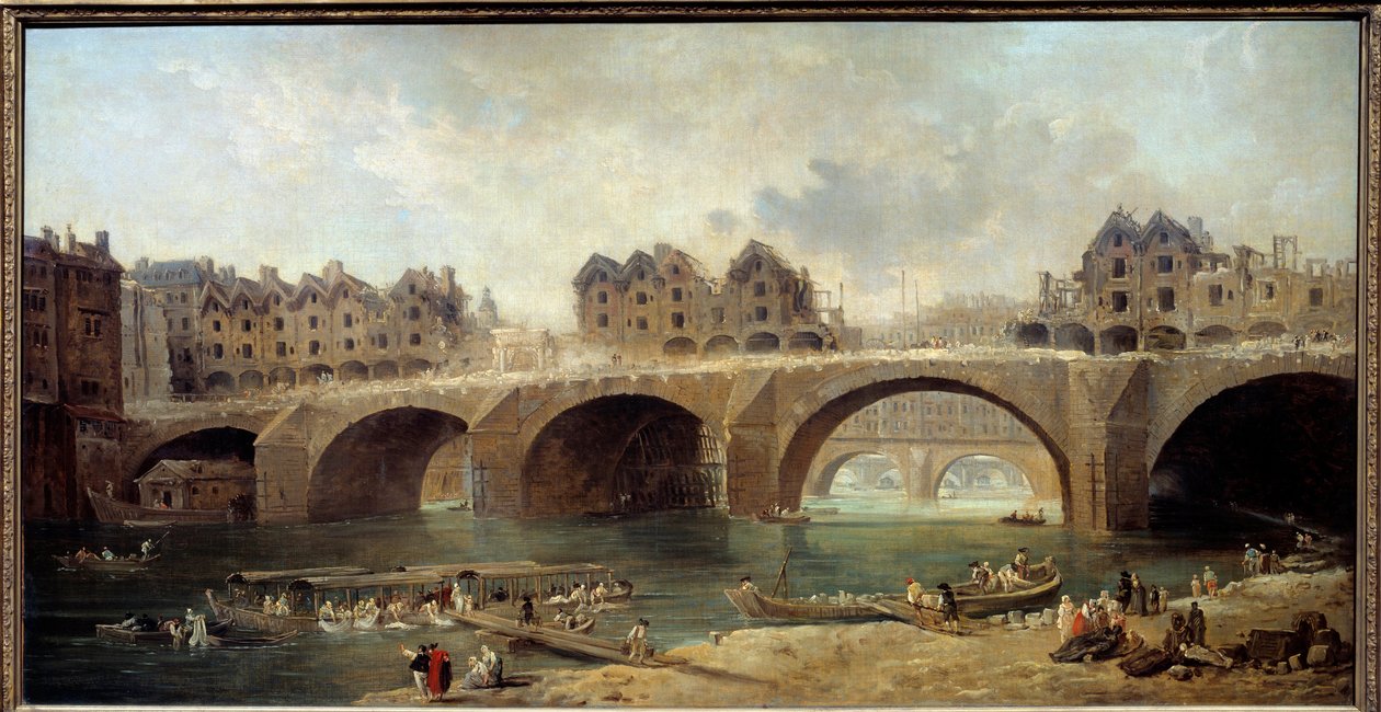 1786 年拆除巴黎圣母院桥的房屋 Hubert Robert (1733-1808) 1788 年作画。 0,73x1,4 m 作者 休伯特·罗伯特