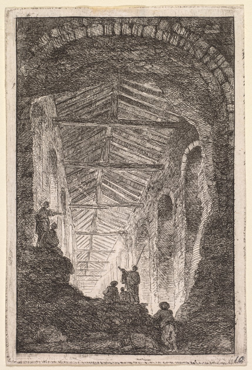 罗马之夜：古董画廊，1763-1764年。 作者 休伯特·罗伯特