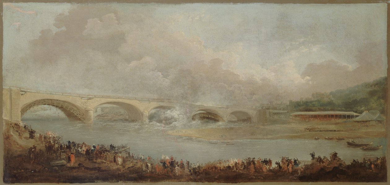 法语: Le décintrement du pont de Neuilly, le 22 septembre 1772 作者 休伯特·罗伯特