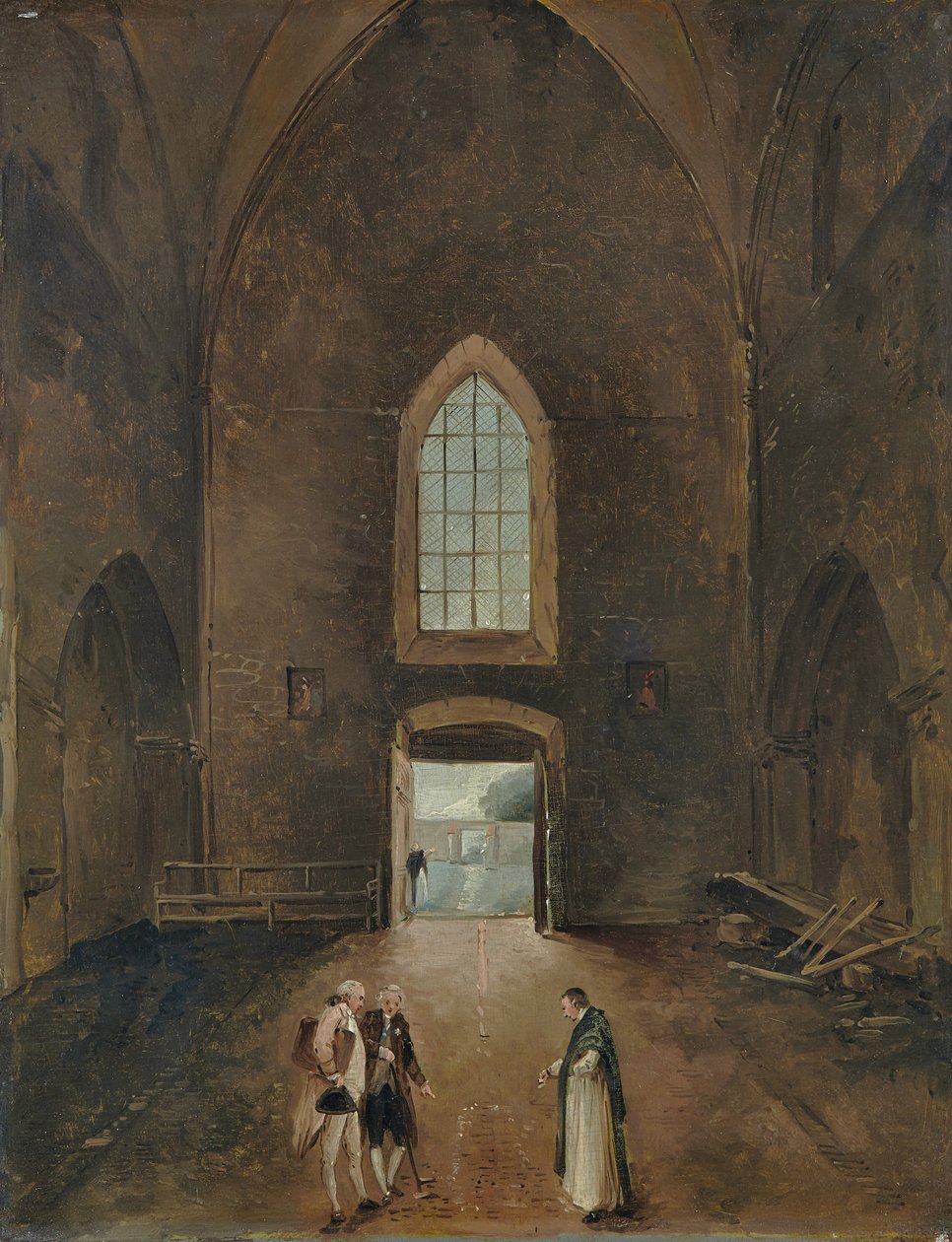 休伯特·罗伯特（Hubert Robert）和业余爱好者参观教堂的坟墓 作者 休伯特·罗伯特