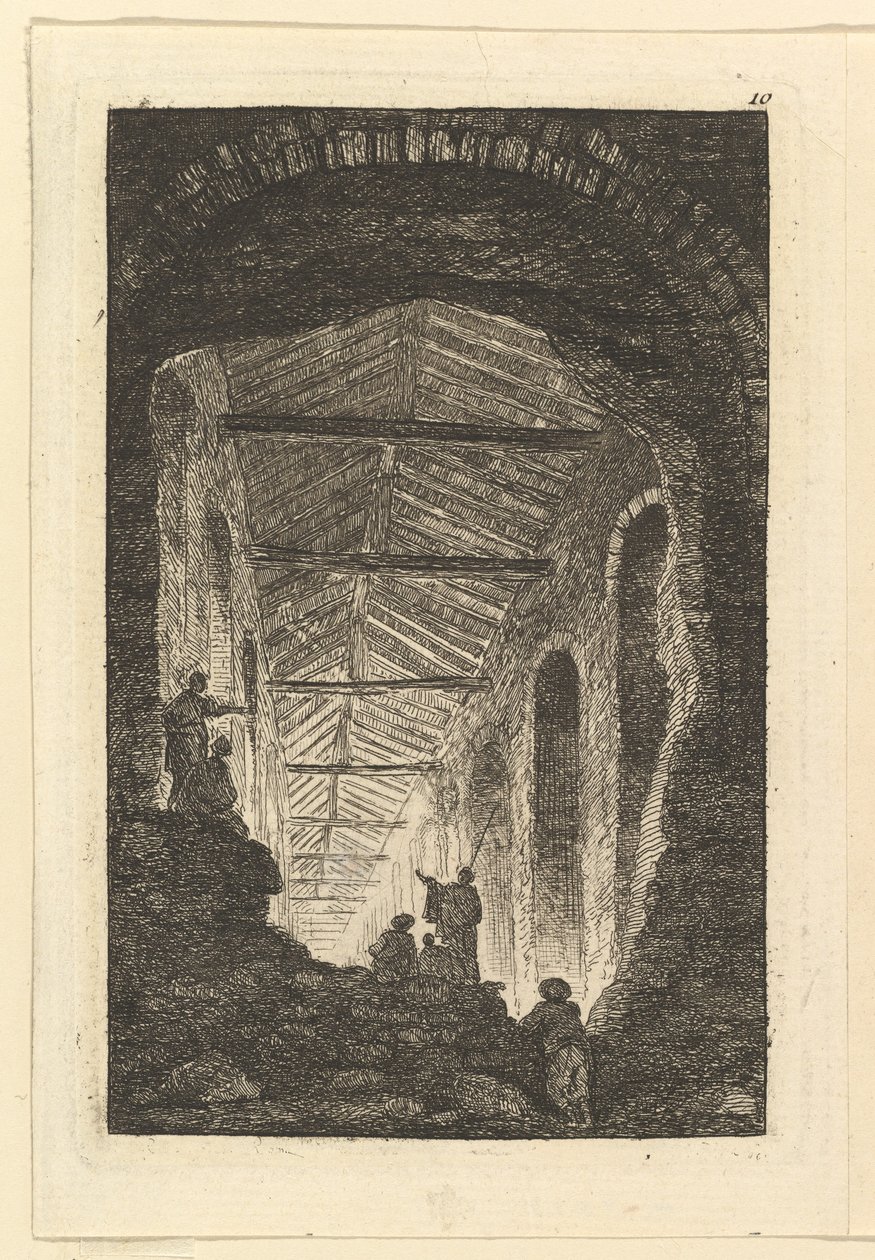 古董画廊，约。 1763-65。 作者 休伯特·罗伯特