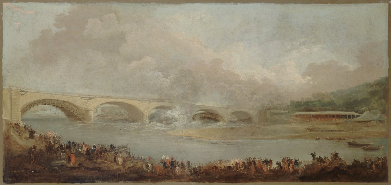 Le décintrement du pont de Neuilly, le 22 septembre 1772, 1772 年至 1775 年（油画） 作者 休伯特·罗伯特
