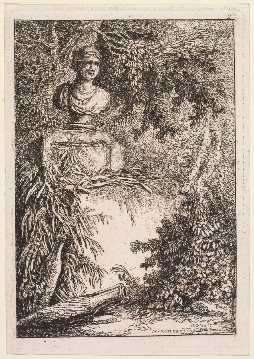 罗马之夜：勒布斯特（Le Bust），1764年。 作者 休伯特·罗伯特