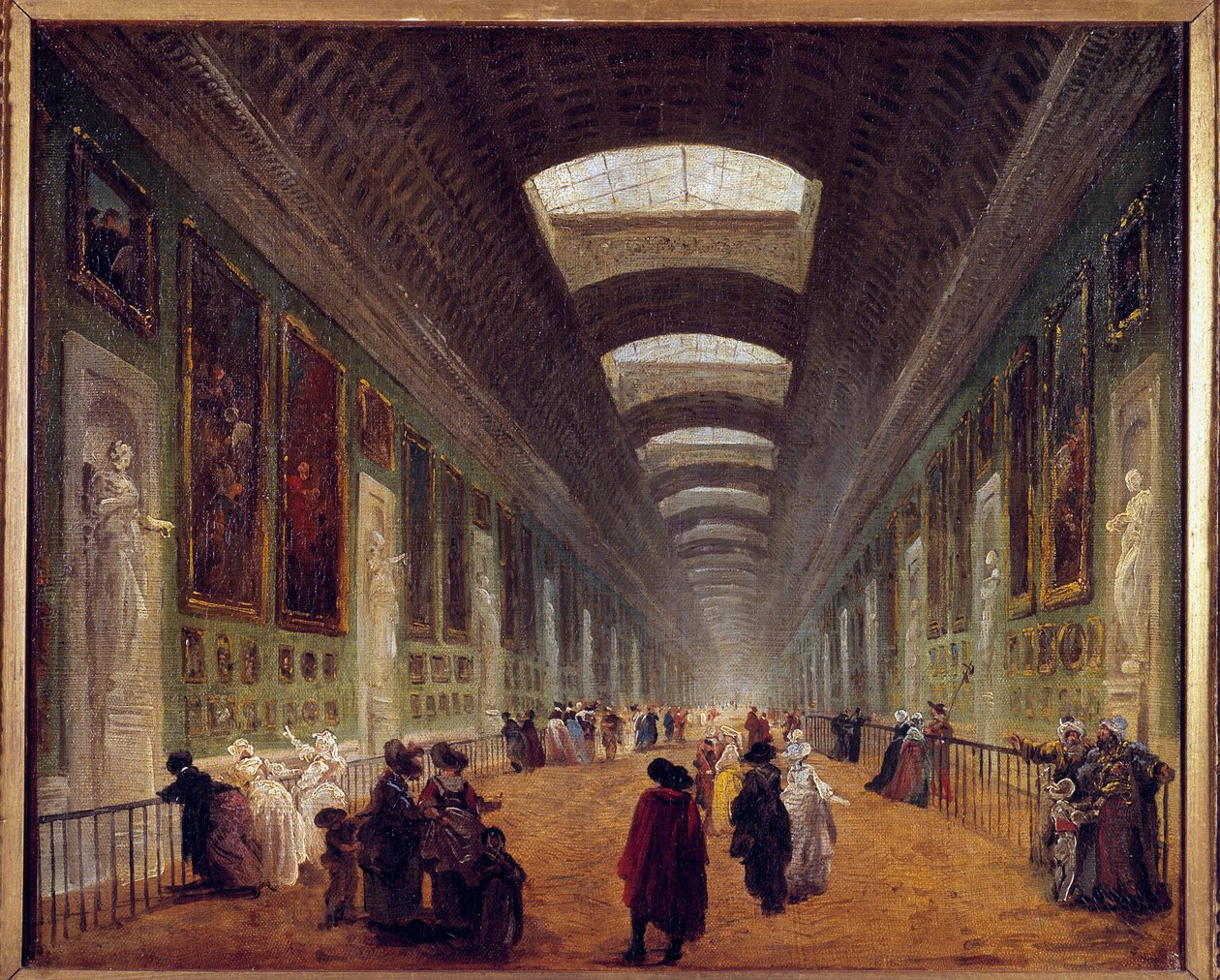 卢浮宫大画廊计划计划，大约 1789 年 Hubert Robert (1733-1808) 绘画，18 世纪 0,46x0,55 m - 卢浮宫大画廊的布置项目，c。 1789. Hubert Robert (1733-1808) 18 世纪的绘画 作者 休伯特·罗伯特