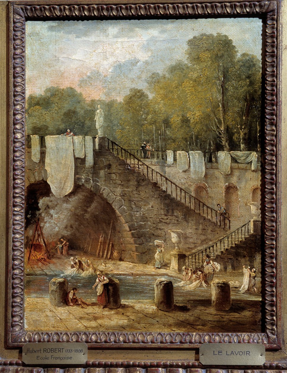 The Wash Painting by Hubert Robert (1733-1808) Orleans. 作者 休伯特·罗伯特