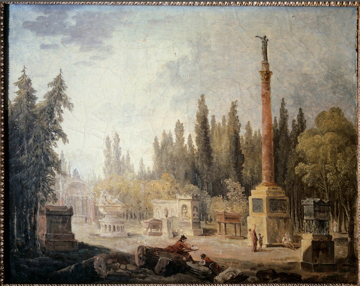 法国古迹博物馆的花园景观 休伯特-罗伯特（1733-1808）的绘画 18世纪。巴黎，卡纳瓦莱博物馆 作者 休伯特·罗伯特