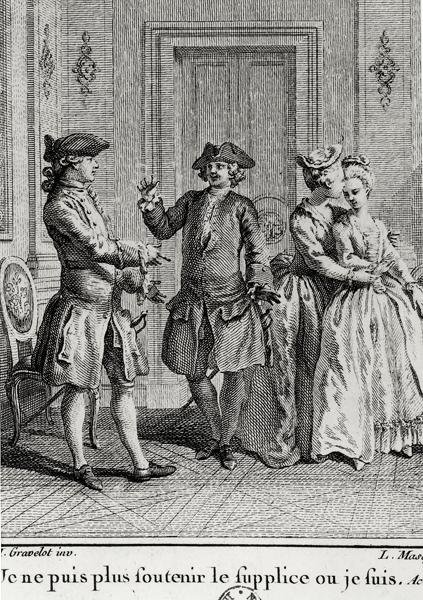 我不能再忍受这里的折磨了，Beaumarchais的Eugenie插图，Louis Joseph Masquelier（1741-1811） 作者 格雷夫洛特之后的休伯特