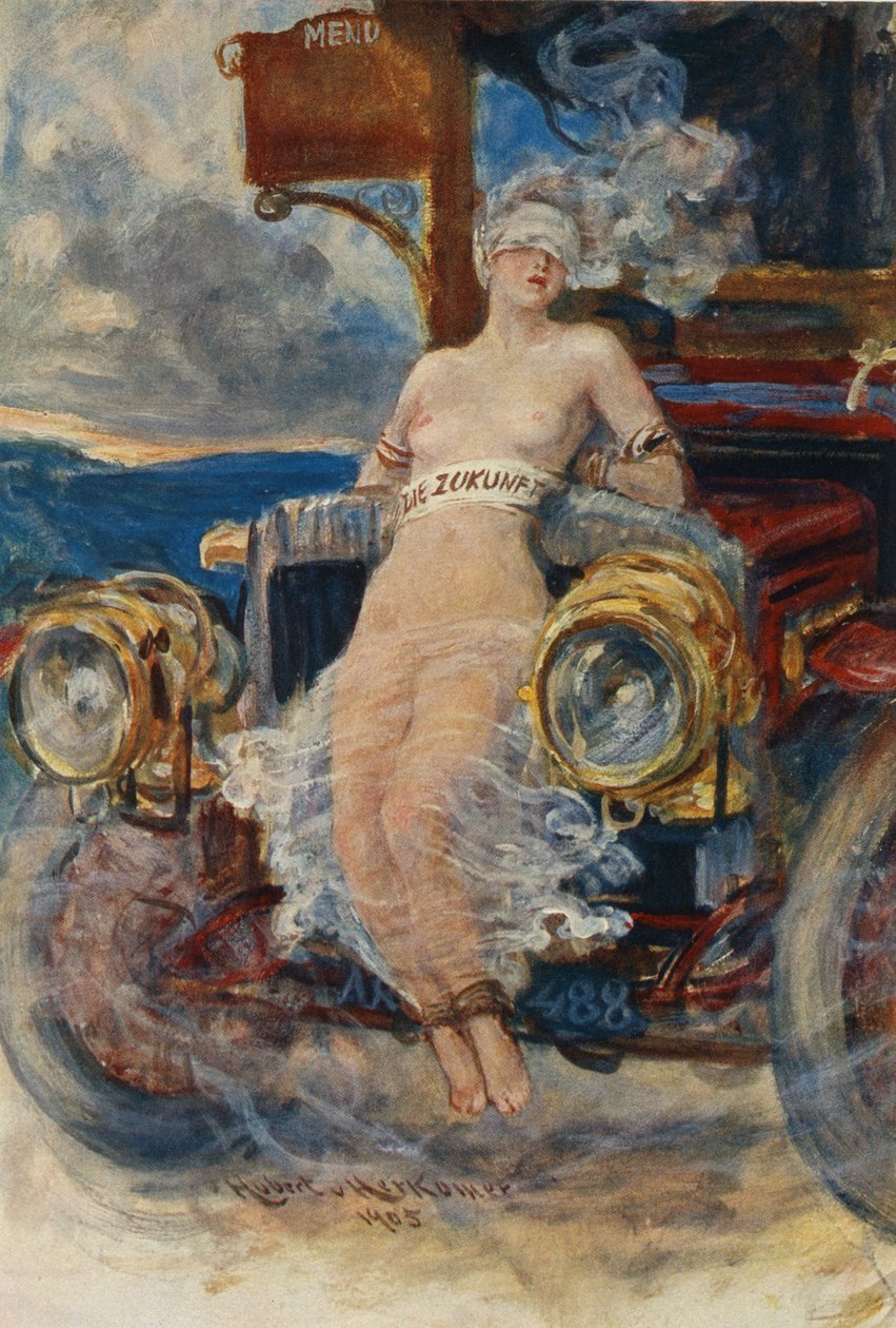 宴会节目，Die Zukunft（未来），1905年（菜单卡上的照相凹版） 作者 休伯特·冯·赫科默