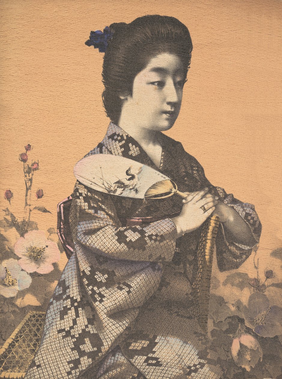 拿着圆纸扇的女孩 内和，约1900年 作者 呼格池