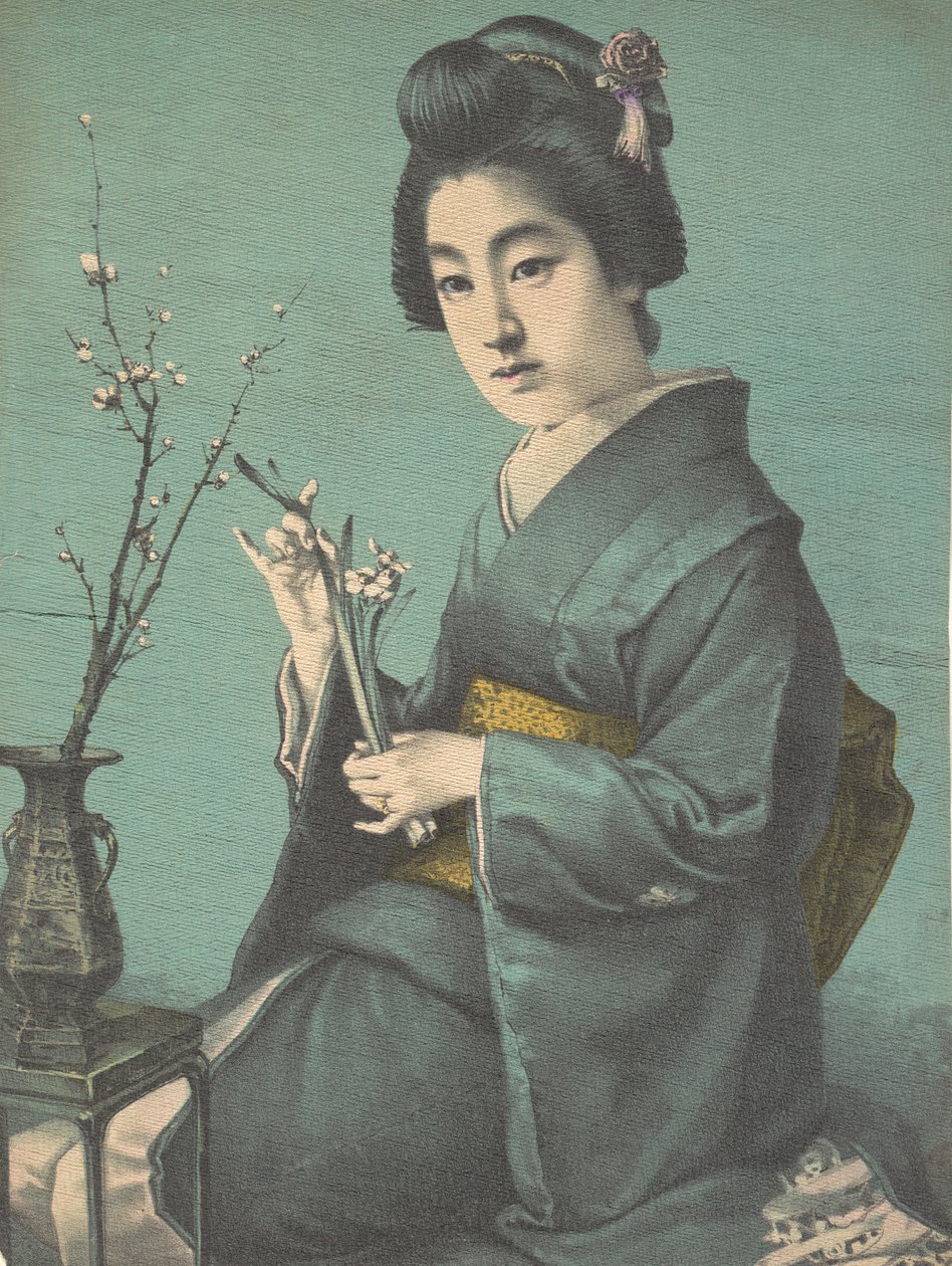 带着梅花的女孩，约1900年 作者 呼格池