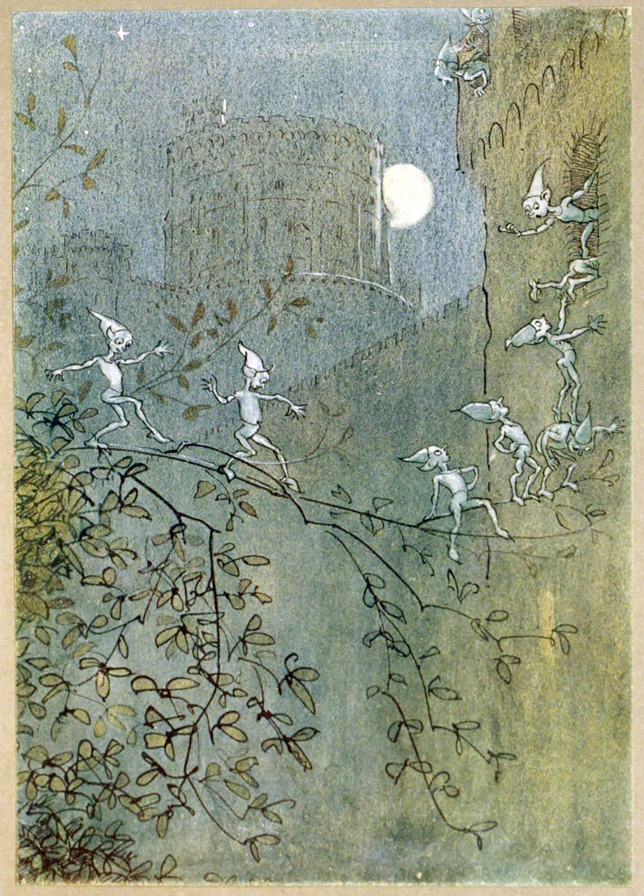 从The Wind Wives of Windsor酒吧，内部和外部搜索温莎城堡，精灵。 1910 作者 休·汤姆森