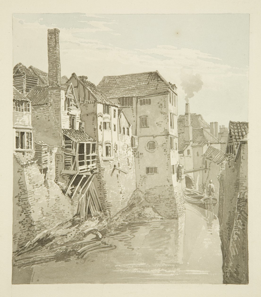 皇后桥的城堡沟和墙，左为城墙，1820年 作者 休·奥尼尔