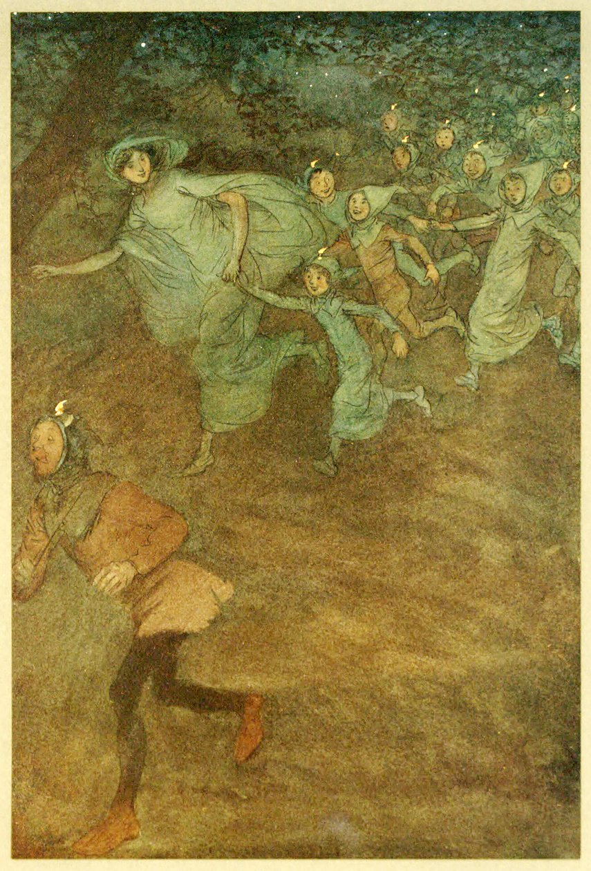 从The Wind Wives of Windsor酒吧进入Sir Hugh Evans，Anne Page和其他人。 1910 作者 休·汤姆森