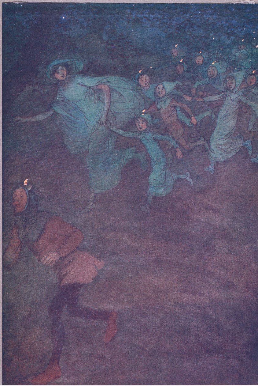 进入Sir Hugh Evans，Anne Page和其他人，1910年来自温莎的风流妻子的插图 作者 休·汤姆森