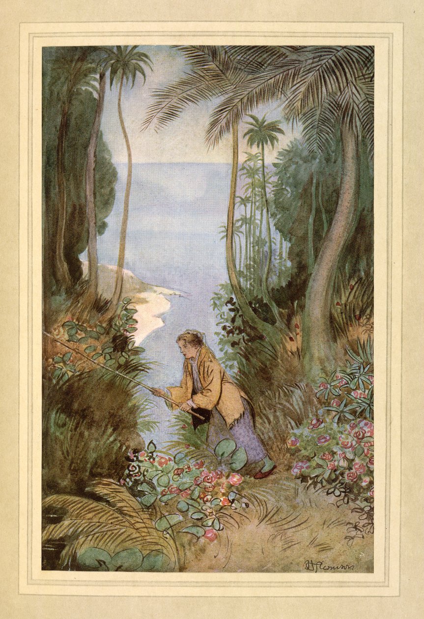 钓鱼，选自 J. M. Barrie 的《令人钦佩的克赖顿》。 作者 休·汤姆森