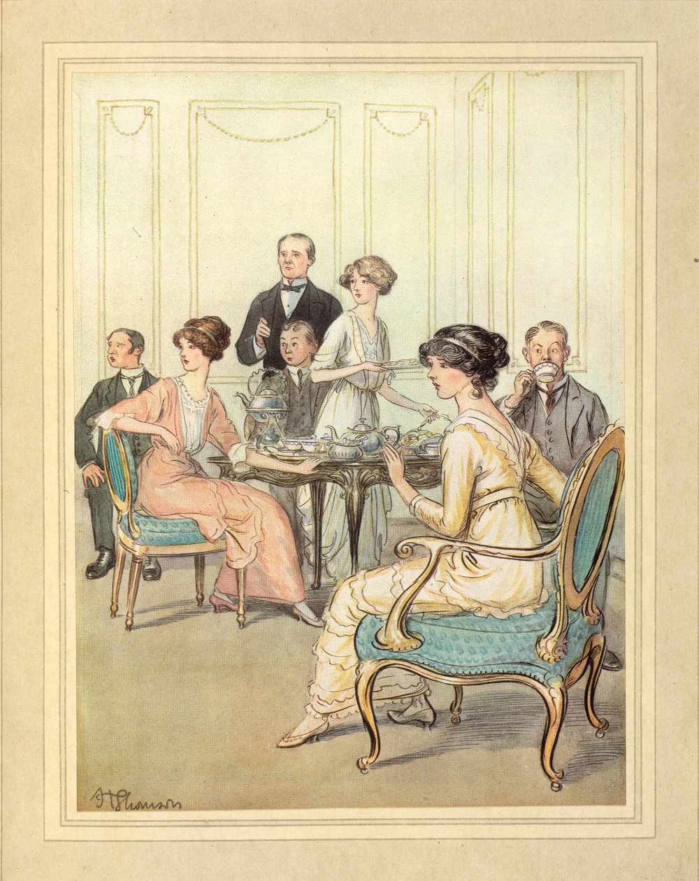 喝茶，选自 J. M. Barrie 的《令人钦佩的克赖顿》。 作者 休·汤姆森