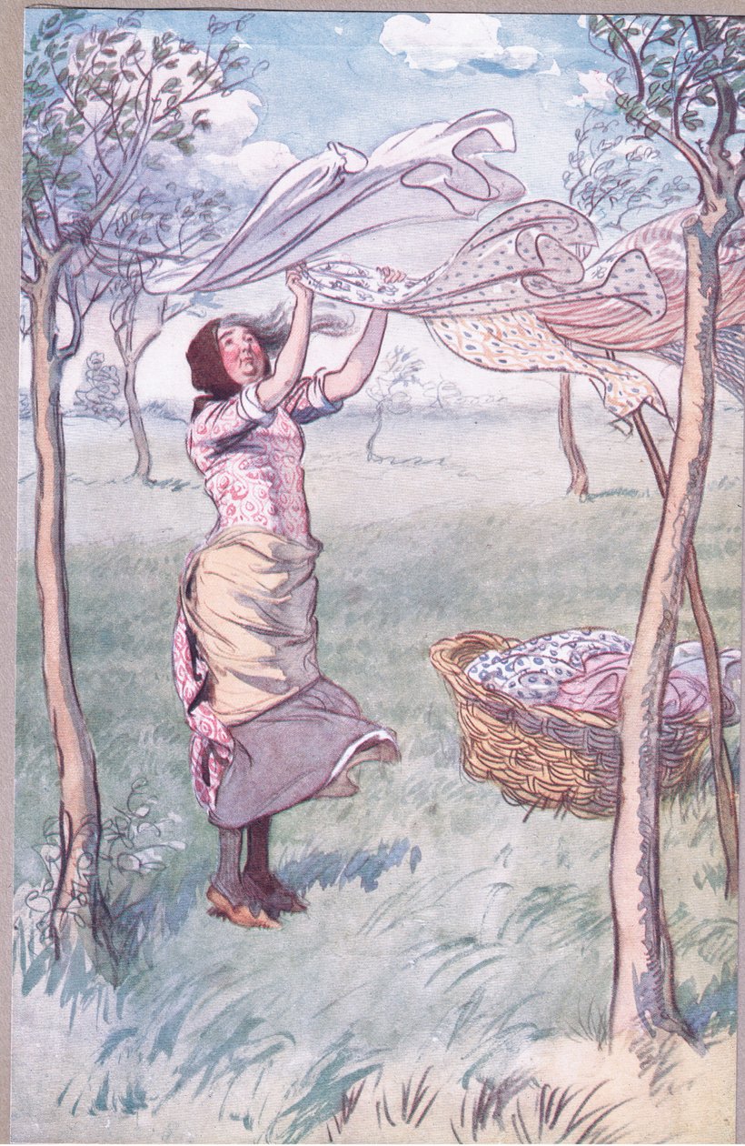 "我自己洗，自己拧，自己做"，《温莎的快乐妻子》插图 作者 休·汤姆森